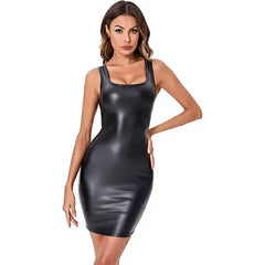 Women’s Leather Tank Slip Dress-0
