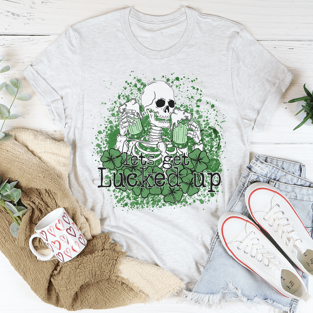 Let's Get Lucked Up Skull T-Shirt-3