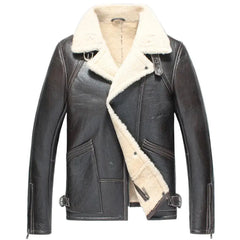 Men’s Dark Brown Shearling Leather Aviator Jacket