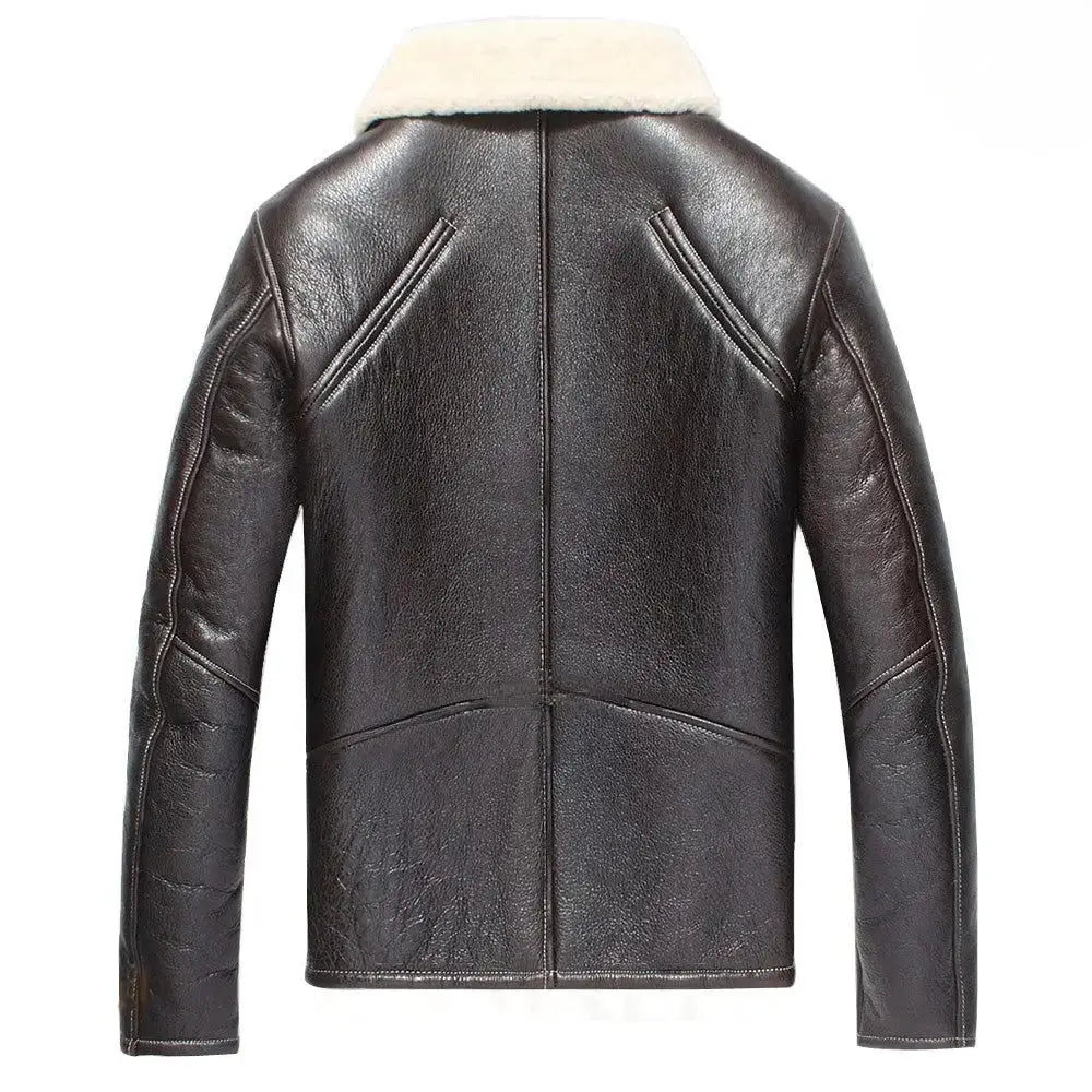 Men’s Dark Brown Shearling Leather Aviator Jacket