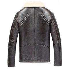 Men’s Dark Brown Shearling Leather Aviator Jacket