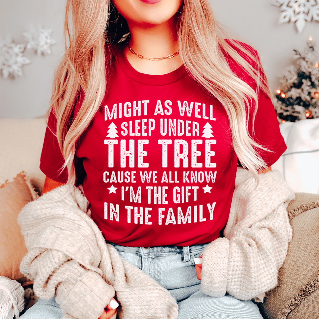 Might As Well Sleep Under The Tree Christmas Tee-3