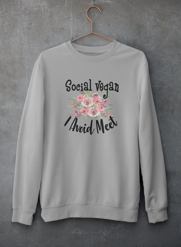 Social Vegan I Avoid Meet Sweat Shirt-2