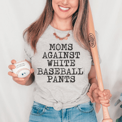 Moms Against White Baseball Pants Tee-0