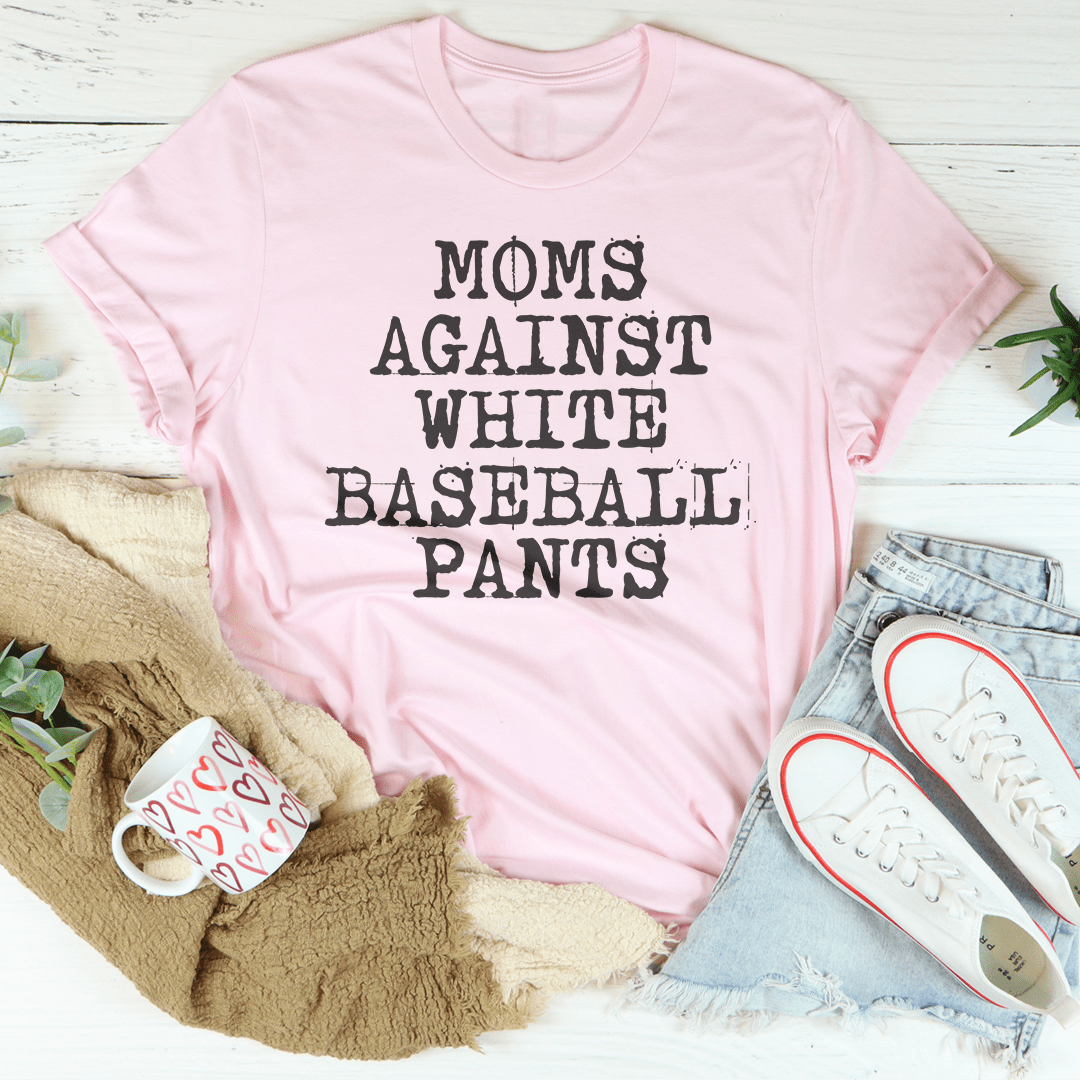 Moms Against White Baseball Pants Tee-1