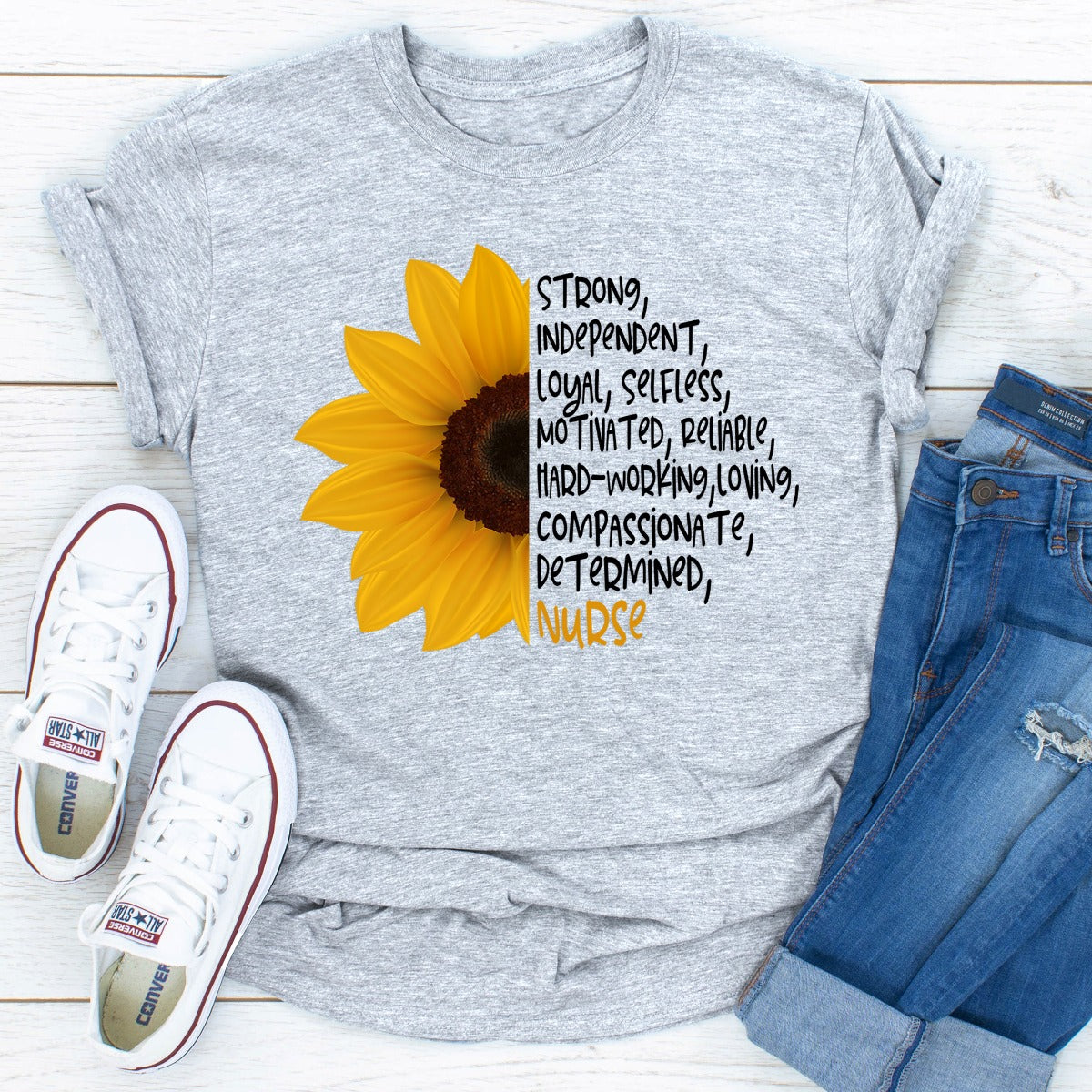 Sunflower Nurse T-Shirt-8