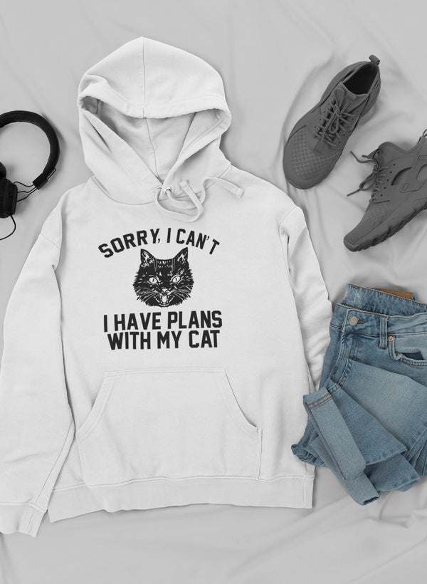 Sorry I Can't I Have Plans With My Cat Hoodie-2