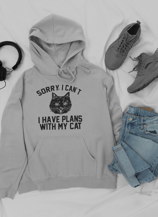 Sorry I Can't I Have Plans With My Cat Hoodie-0