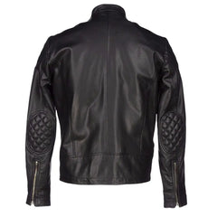 Men's Quilted Shoulders Biker Leather Jacket
