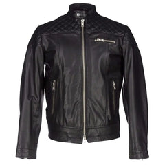 Men's Quilted Shoulders Biker Leather Jacket