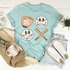 Retro Smiley Baseball T-Shirt-3
