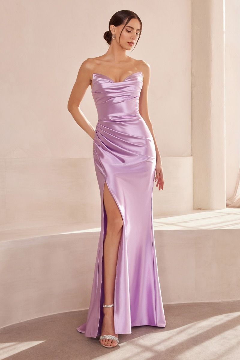 Strapless V-neck bodycon dress-9