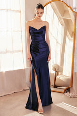 Strapless V-neck bodycon dress-10