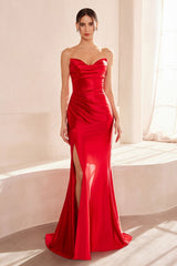 Strapless V-neck bodycon dress-11