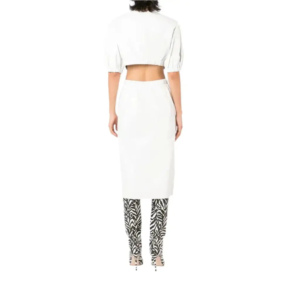 Women’s White Leather Dress with Cutout Detailing-2