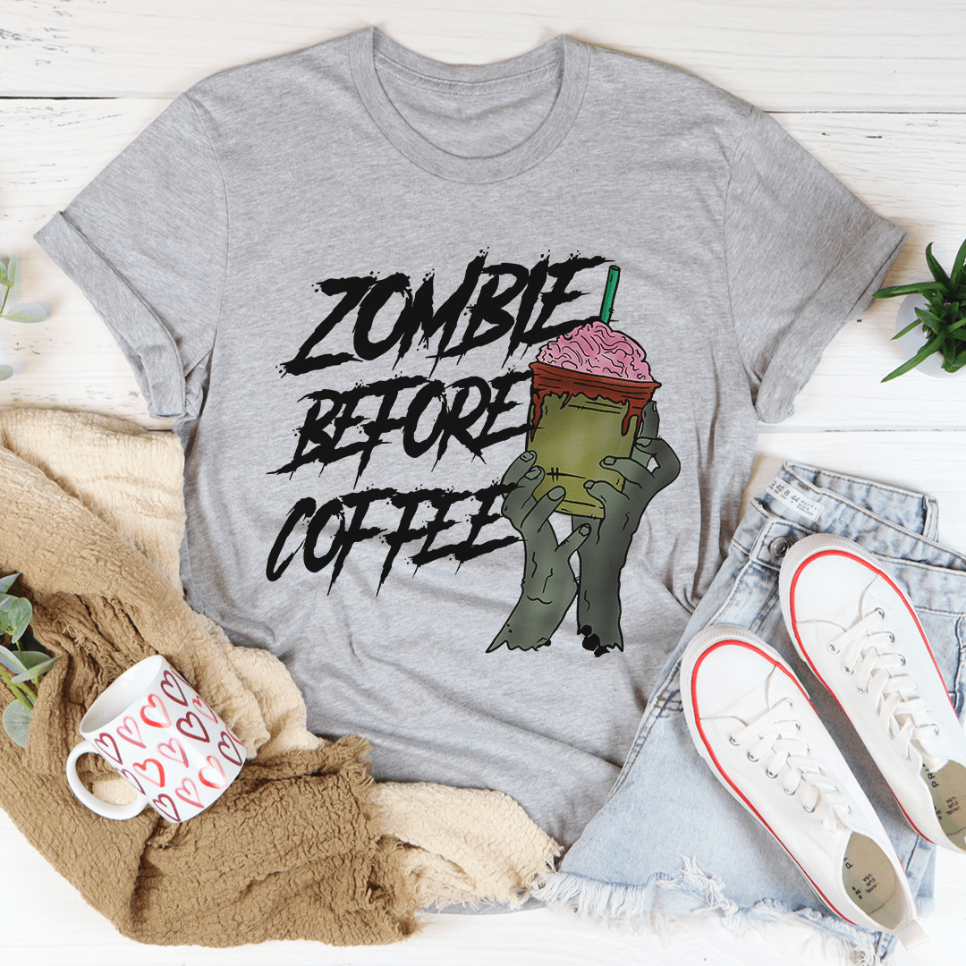 Zombie Before Coffee Tee-1