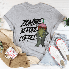 Zombie Before Coffee Tee-1