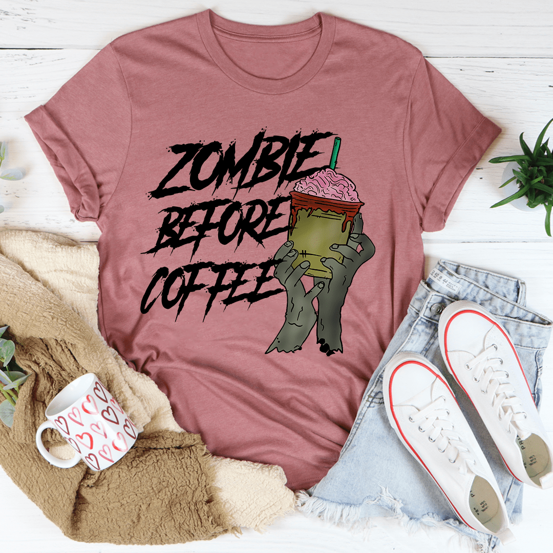 Zombie Before Coffee Tee-2
